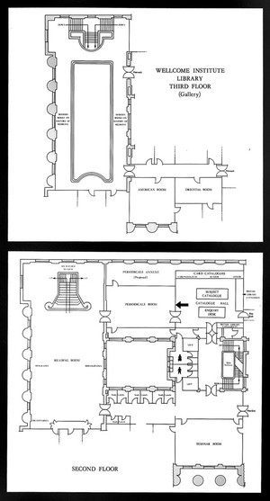 view Plan of the Wellcome Library, 1981. 2nd & 3rd floors.