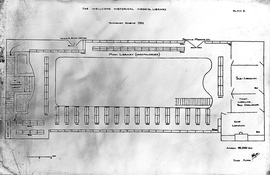 Diagram of groundplan of Wellcome library.