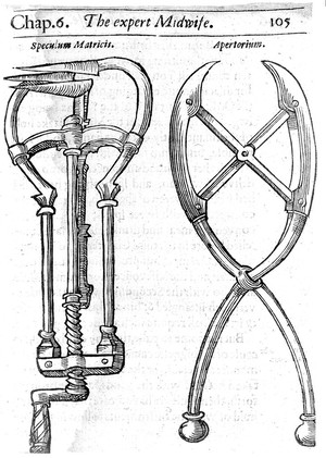 view Woodcut of obstetrical instruments