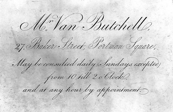 Card of S. J. van Butchell pasted down in Wellcome copy.