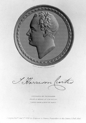 Portrait of J. H. Curtis, profile bust in medallion