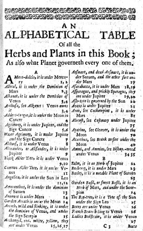 Index Amara-Bedstraw, 17th century