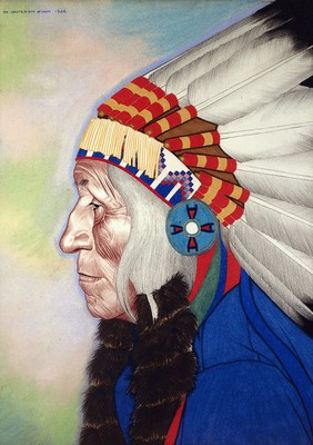 Bear hat. Pastel by W. Langdon Kihn.