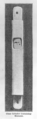 Glass cylinder containing Mezuzah.