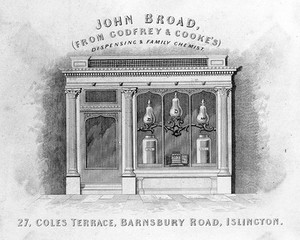 view Advertisement for John Broad, dispensing chemist- 27 Coles Terrace, Barnsbury Road, Islington