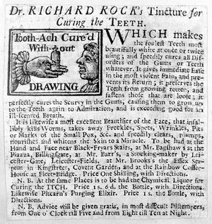 view Dr. Richard Rock's "Tincture for curing the teeth"