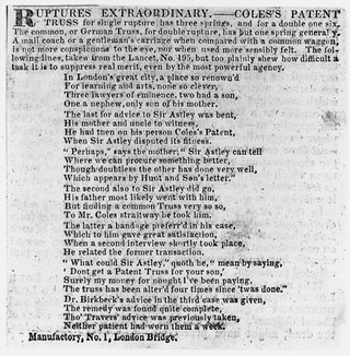 Ruptures extraordinary : Coles's patent truss for single rupture has three springs, and for a double one six.