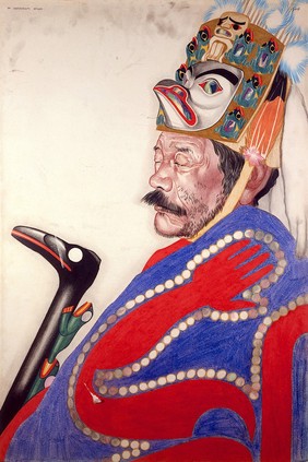 Lelt (Snake, Solomon Harris), of Gitwangak (Kitwanga), British Columbia. Pastel by W. Langdon Kihn, 1924.