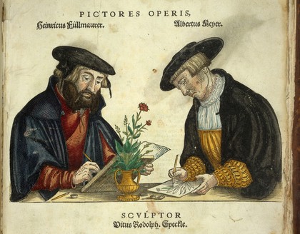 Portrait of two of the engravers of Fuchs' 'de Historia....'