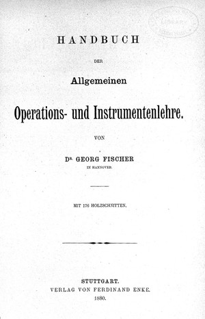 view Handbuch der allgemeinen Operations.... Fischer, 1880