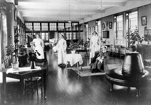 view Nurses at Saxondale mental hospital, Nottingham.