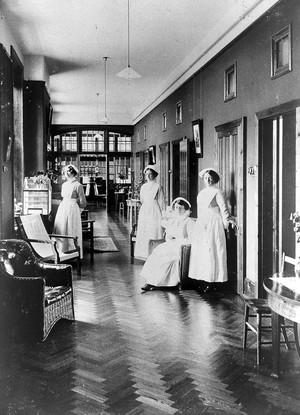view Nurses at Saxondale mental hospital, Nottingham.