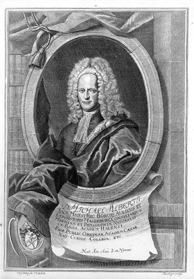 Michael Alberti. Line engraving by J. C. Sysang after J. A. Rüdiger.