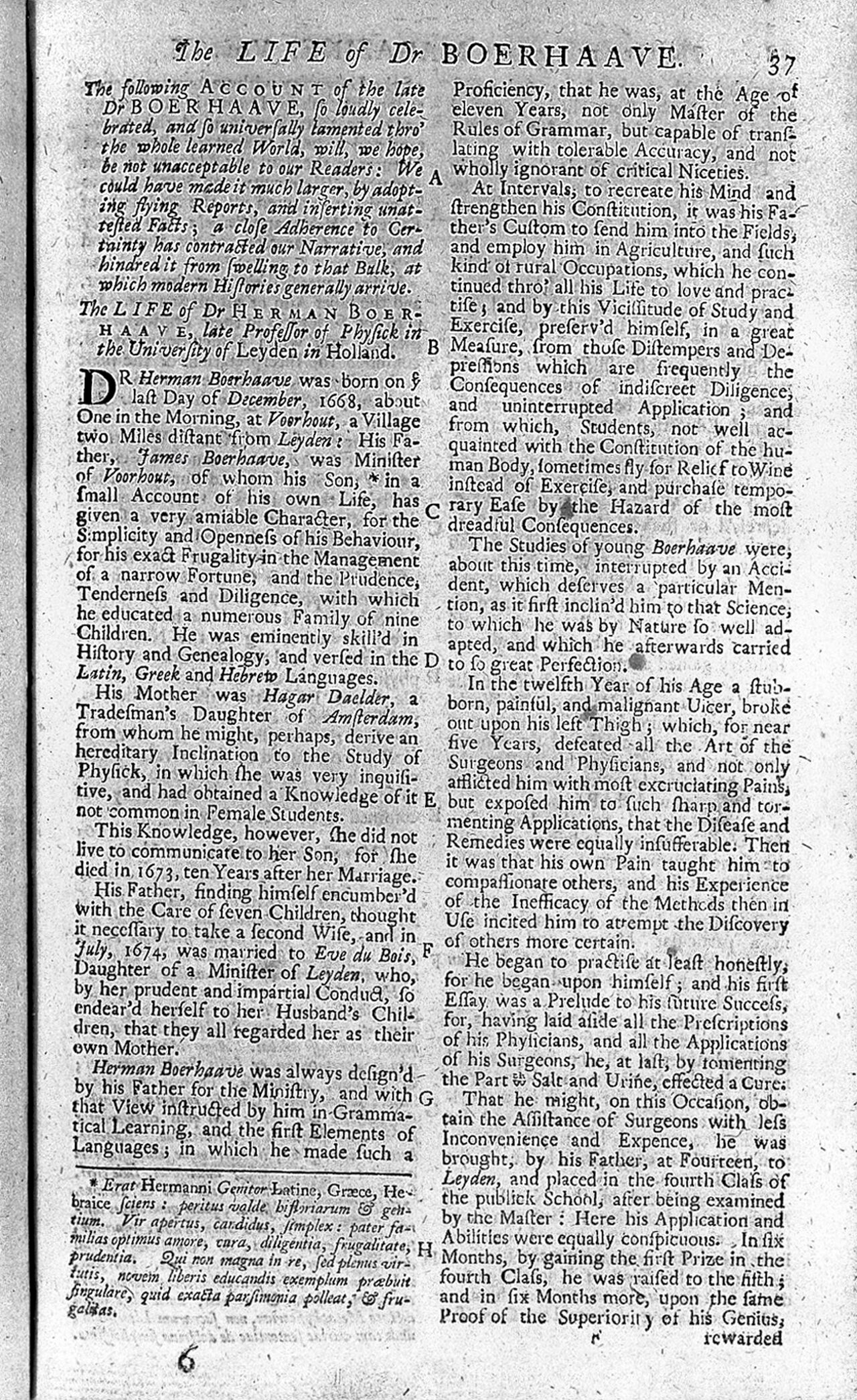 Boerhaave's The life of Dr. Herman Boerhaave, by Samuel Johnson
