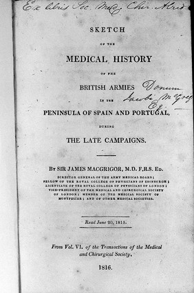 J. MacGrigor; Sketch of the medical history of the British...