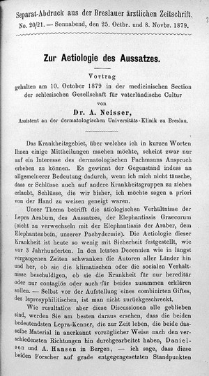 view A. Neisser "Zur Aetiologie", 1879