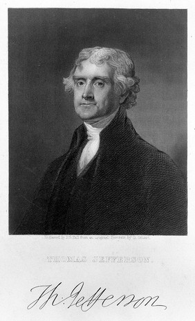 Thomas Jefferson. Stipple engraving by H. B. Hall after G. Stuart.