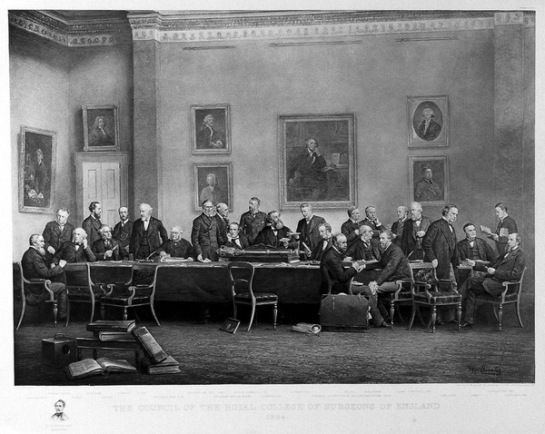 Portrait of members of the Council of the Royal College of Surgeons of England, 1884