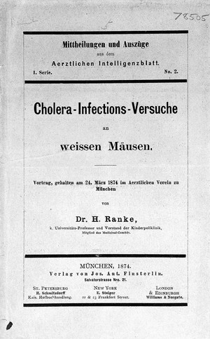 view H. Ranke "Cholera-infections...", 1874: front cover