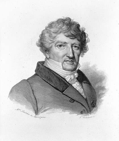 Georges-Léopold-Chrétien-Frédéric-Dagobert, Baron Cuvier. Line engraving by T. Richomme after Lizinka de Mirbel.
