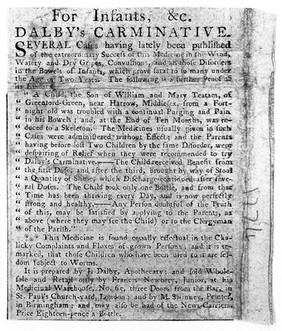 Advertisement for Dalby's Carminative