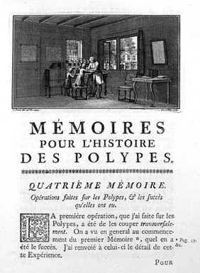 Mémoires pour servir à l'histoire d'un genre de polypes d'eau douce, à bras en forme de cornes / Par A. Trembley.
