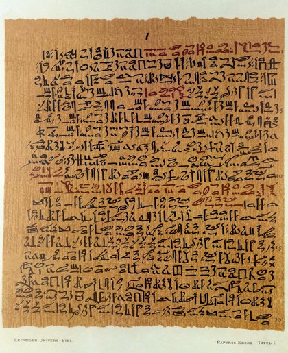 Papyros Ebers : das hermetische Buch über die Arzeneimittel der alten Ägypter in hieratischer Schrift / herausgegeben mit Inhaltsangabe und Einleitung versehen von Georg Ebers. Mit hieroglyphisch-lateinischem Glossar, von Ludwig Stern. Mit Unterstützung des Königlich Sächsischen Cultusministerium.
