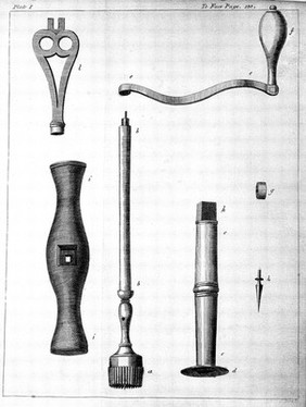 Parts of instrument for trepanning of the skull.