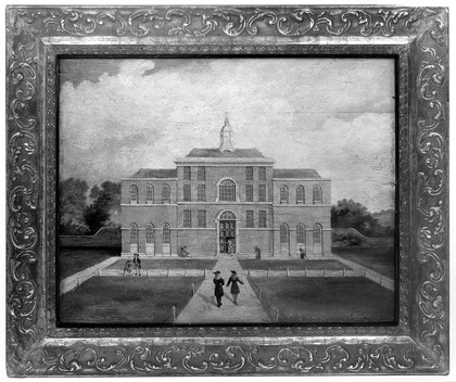 Saint Pancras smallpox hospital, London. Oil painting.