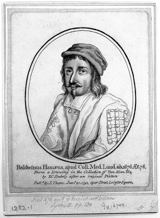 Baldwin Hamey [Hamaeus] junior. Line engraving, 1793, after W. Stukeley.