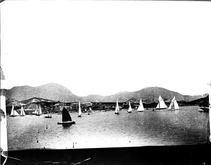 Regatta, the harbour, Hong Kong. Photograph, 1981, from a negative by John Thomson, 1871.