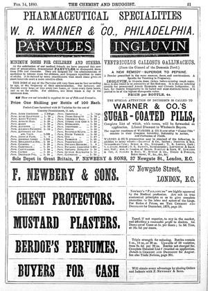view Advertisements from The Chemist and Drugist 1880