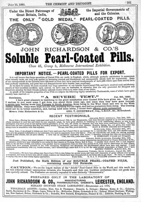 Advertisements from The Chemist and Drugist 1880