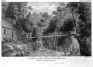 view Bath hot spring. Engraving by W. Walker, 1774.