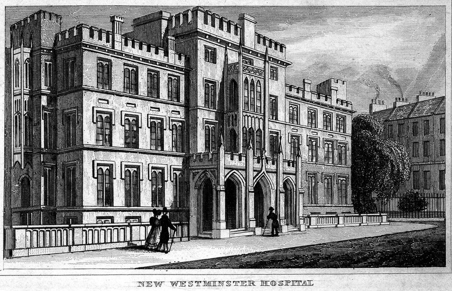 The Westminster Hospital, Tothill Street, London. Engraving.