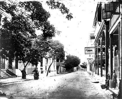 Queens Road, Hong Kong. Photograph, 1981, from a negative by John Thomson, ca. 1869.