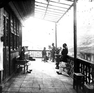 Chinese tea-house, Hong Kong. Photograph, 1981, from a negative by John Thomson, 1868/1871.