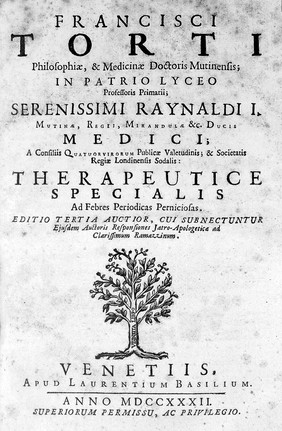 Therapeutice specialis ad febres periodicas perniciosas.