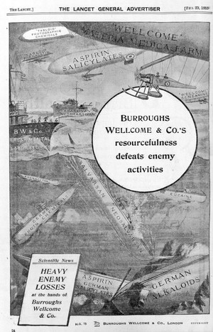 view Advert from Lancet "Burroughs Wellcome & co...", 1918