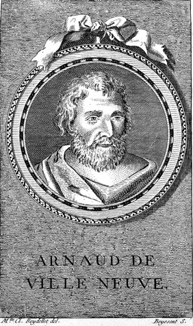 Arnoldus of Villanova. Line engraving by Beyssent after Mlle. Cl. Reydellet.