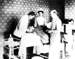 view Administration of inhalational anaesthetic, circa 1911