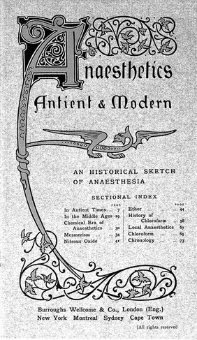 Burroughs Wellcome & Co. Anaesthetics: Ancient and Modern