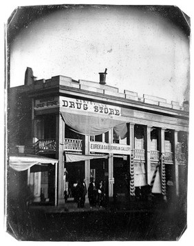 The Eureka Daguerrean Gallery, Marysville Drug Store, Marysville, U.S.A. Photograph, 1840/1855.