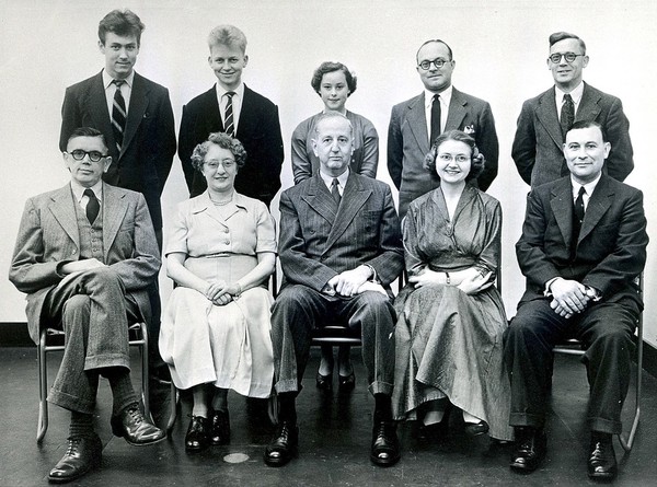 Group photo of staff of Wellcome Museum, 1954