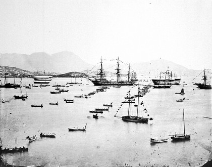 The harbour, Hong Kong. Photograph, 1981, from a negative by John Thomson, 1869.