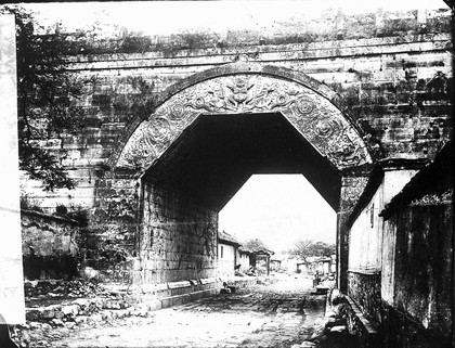 Marbel arch at Kew-yung Jwan, Nankow Pass, Penchili province, China, built during the Yuen dynasty (c. 1345 AD)