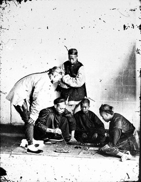 Street gamblers, Canton, Kwangtun province, China