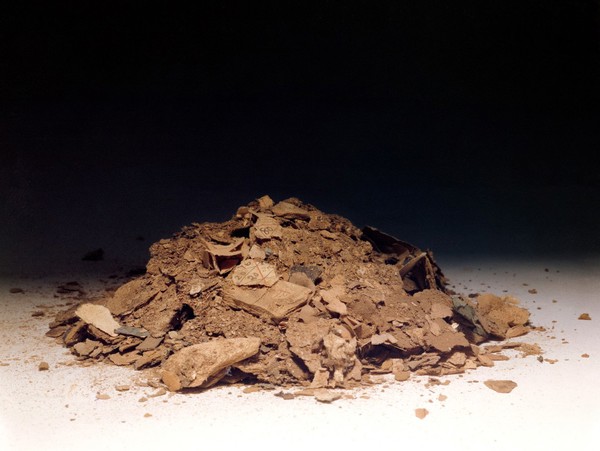 Powder produced from the decay of medical records. Jars.