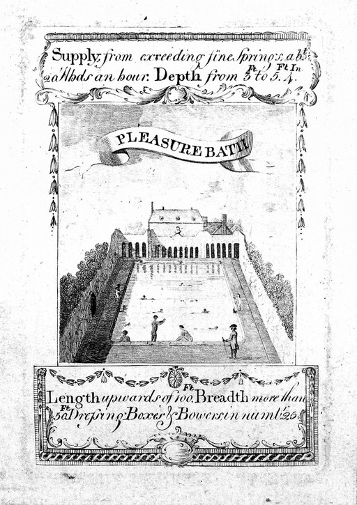 A pleasure bath. Etching.