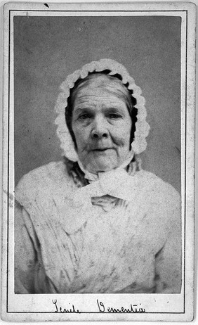 Nancy Farrar, a patient at West Riding Lunatic Asylum, Wakefield, Yorkshire. Photograph attributed to James Crichton-Browne, 1873.
